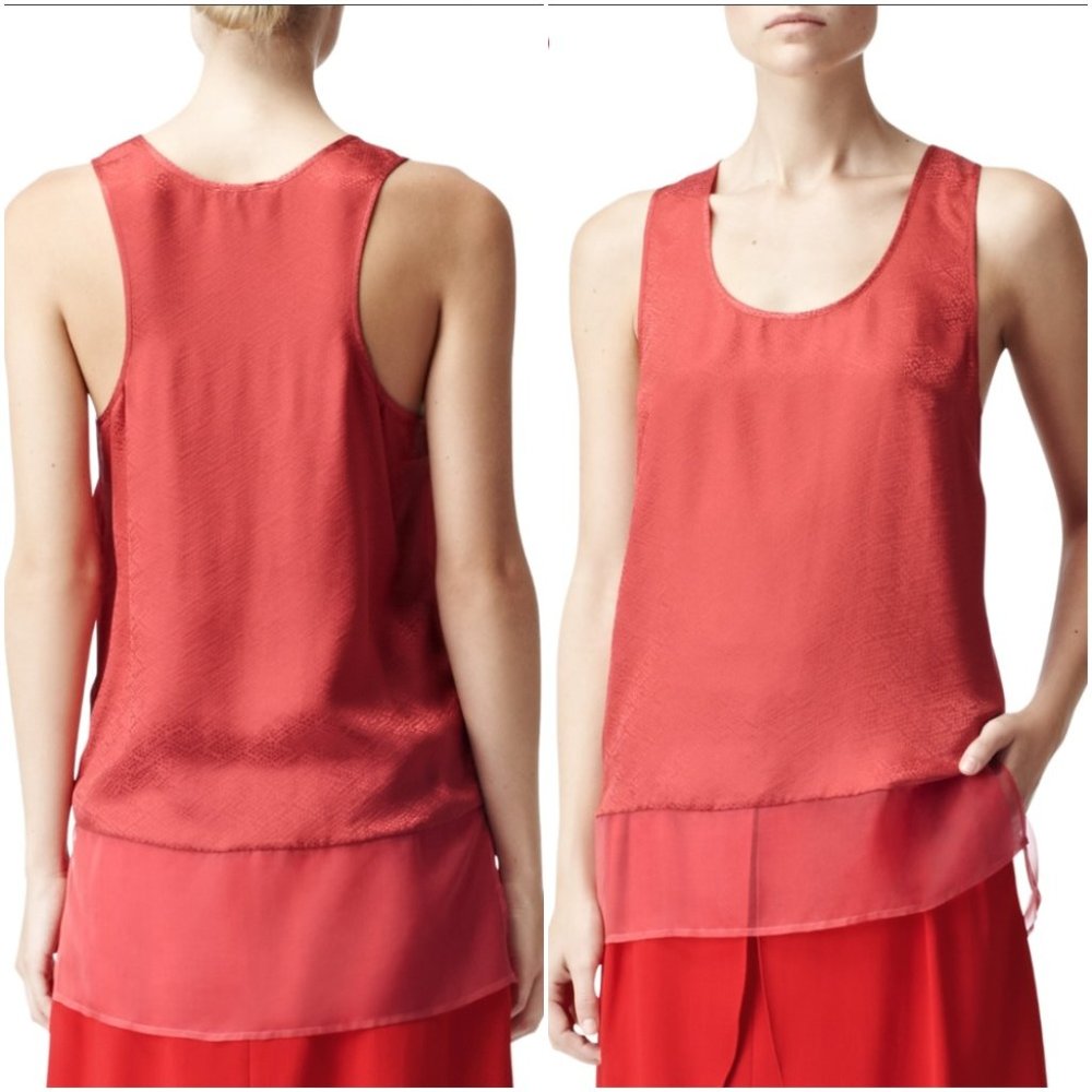 Reiss 100% Silk Stefani Blouse in Lava Red Shimmer